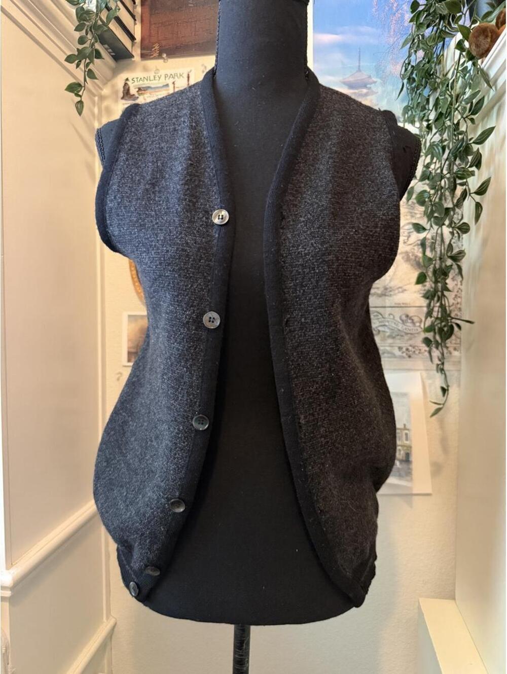 J. Alfred Black Merino Wool Button Vest